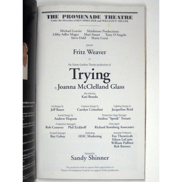 Trying Playbill November 2004 Fitz Weaver Kati Brada Joanna McClelland Glass - Picture 4 of 7